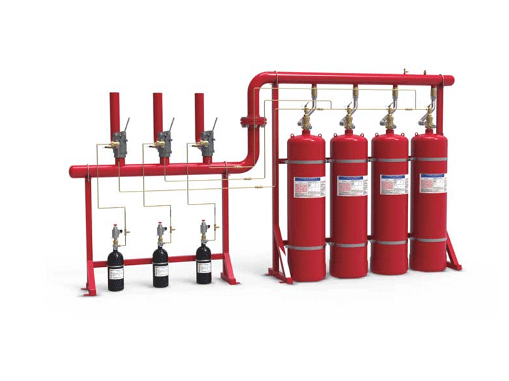 Pipeline based heptafluoropropane fire extinguishing device